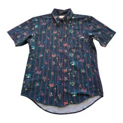 RSVLTS Disney Pixar Finding Nemo Shark Baits Buds Shirt SZ S Stretch Seersucker