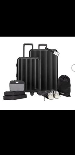 Black Hard Shell Luggage Set with Packing Cubes