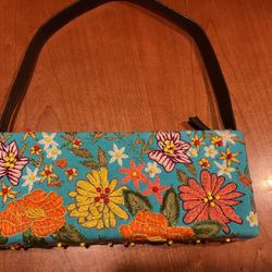 Italian Embroidered and Beaded Floral Handbag/Purse by Santi