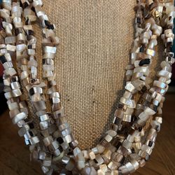5 Streams Mother of Pearl Necklace. 22” long. Available at Coral Gables.