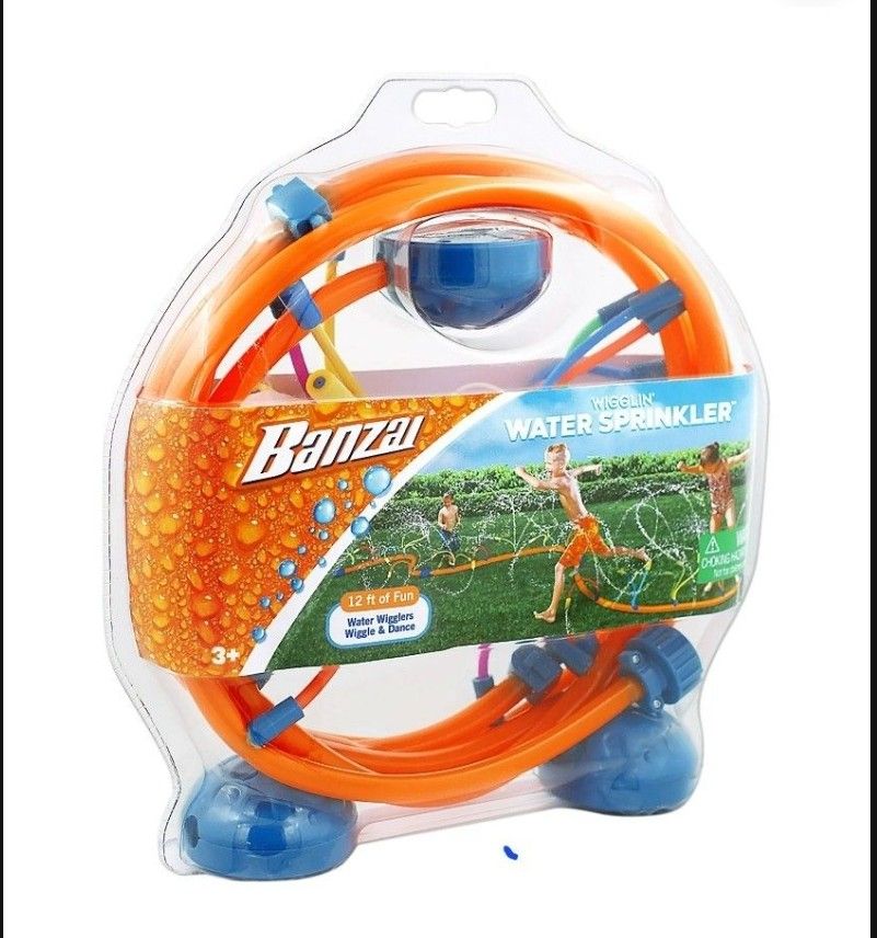 Banzai Wigglin Water Sprinkler 12’L Outdoor Lawn Sprayer Summer Kids Family Fun Ages 3+