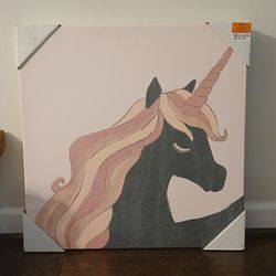 Decorative Pink Sparkly Unicorn Painting 