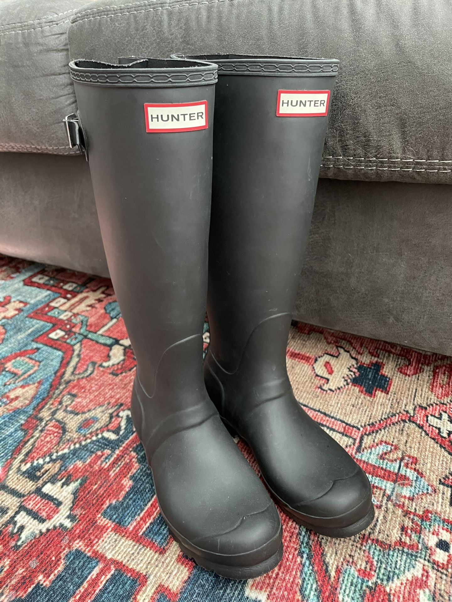 Like New Black Tall Hunter Rain Boots 