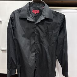 Black Button Down Dress Shirt - Mens M