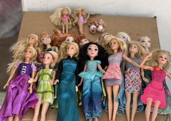Disney Princess And Barbie 18 Dolls