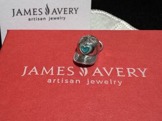 James Avery Retired Enamel Limited Ed. Silver Blue Heart Baseball Cap Hat Charm New