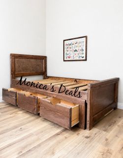 Twin Solid Wood Bed Frame With 3 Drawers $480
