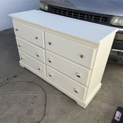 6 Drawer White Wooden Dresser !