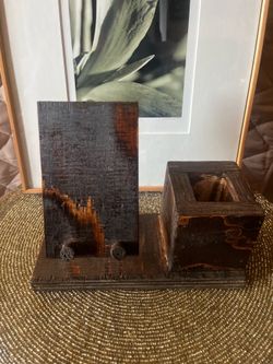 Handmade wooden phone & pen holder