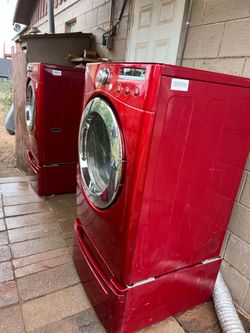 LG Red Front-Load Washer and Dryer Set