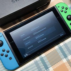 Nintendo Switch V2 Console HAC-001-01 Neon Blue/Green Tested READ 6531