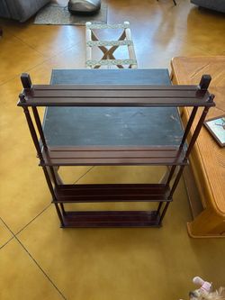 Dark wood shelf