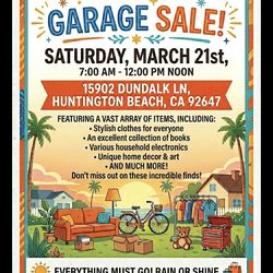 Garage Sale - Saturday 3/21 - Huntington Beach