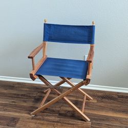 Vintage Gold Medal Inc Commander Chair Director Folding Chair Blue Canvas MCM