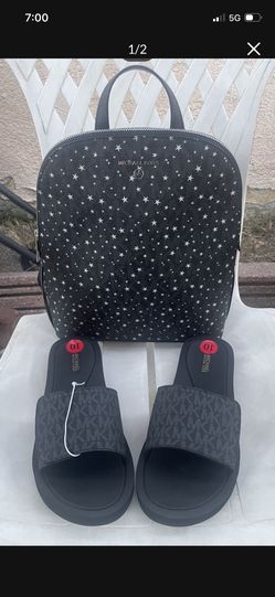 Michael Kors  Medium Backpack With Silver Stars NWT Michael Kors MK Signature Logo Print Wade Slide Black, 10M  pick up location in the city of Pico R