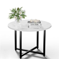 Round Coffee Table, Small Coffee Tables for Living Room, Low Wood Coffee Table with Metal Frame, Floor Table Desk for Sitting on The Floor, Home, Offi