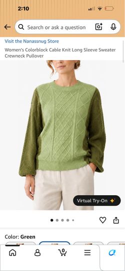 Women's Colorblock Cable Knit Crewneck Sweater