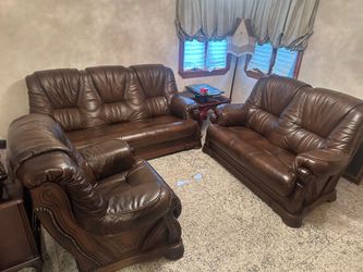 3 piece genuine leather sofa set
