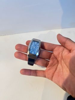 Chico's Women's Bangle Watch Blue Dial Analog Silver Tone Tonneau Arabic