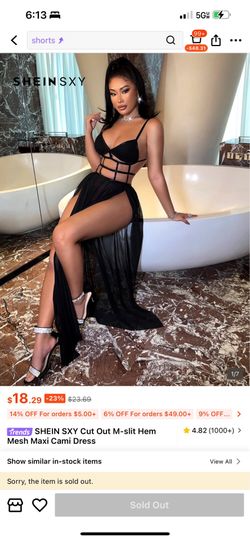 SHEIN SXY Cut Out M-slit Hem Mesh Maxi Cami Dress