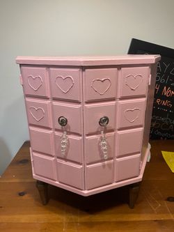 Nightstand painted pink flower inside doors