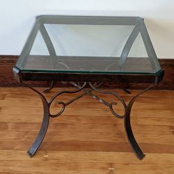 Vintage Glass and Metal Side/Coffee Table