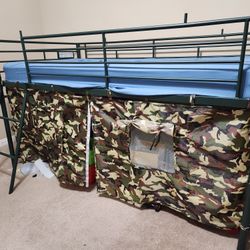 Camouflage Tent Loft Bed with Ladder