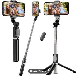 40 Inch Retractable Selfie Stick Professional Floor Tripod For Live Streaming, With Wireless Remote