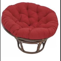 Pier One Brand Taupe Papasan 45” Chair With Red Cushion
