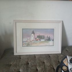 Large Framed TIMOTHY J. CLARK  Lithograph Pemaquid  Lighthous