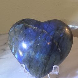 3" Approximately Labradorite Heart Quartz Crystal 