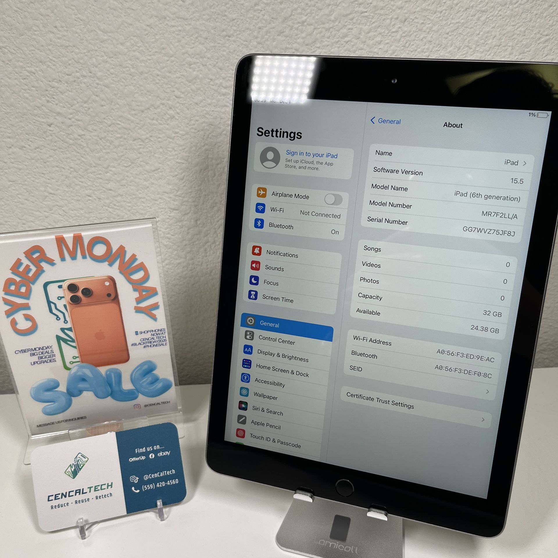 2018 iPad 6th Gen 32gb Wifi. Volume down button doesnt press but can use control center
