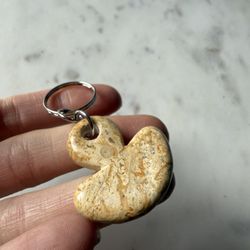 Vintage 90s marbled Natural Stone mushroom Keychain Can also be a pendant necklace or charm    Its unique cream color adds a subtle charm to your acce