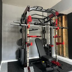 Smith Machine 200 | Adjustable Bench | 245lb Cast Iron Olympic Weights | 7ft Olympic Bar | Fitness | Gym Equipment | FREE DELIVERY/INSTALLATION 🚚 🛠️