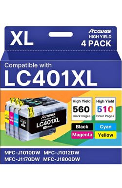 NEW Black + Color LC401XL Printer Ink Cartridges for Brother MFC