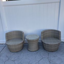 3 Piece Stackable Wicker Bistro Outdoor Patio Set