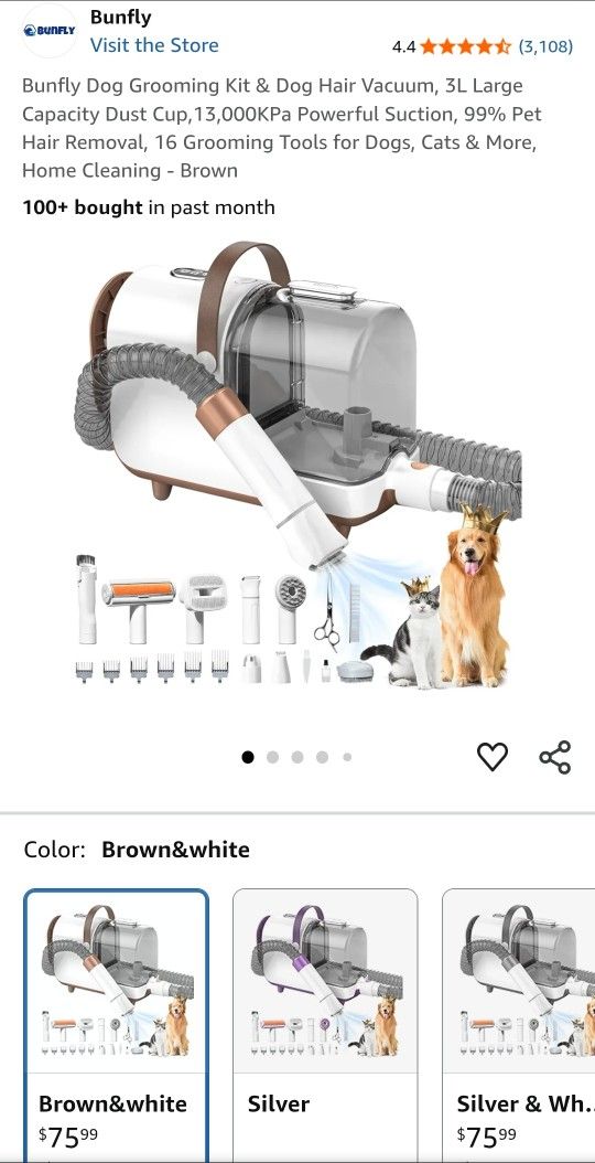 Bunfly Dog Grooming Kit & Dog Hair Vacuum