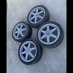 4 X 225/45r18 5x4.5 5x114.3 Chrome rims Wheels With Tires!
