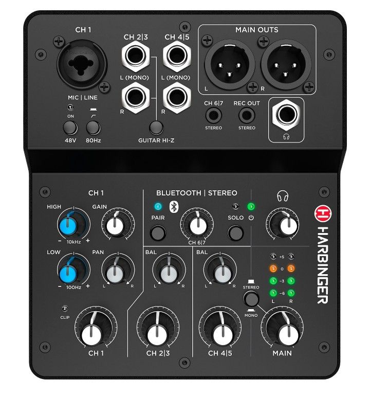 Harbinger LV-7 7 Channel Analog Mixer With Bluetooth 