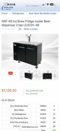 NSF 48" 2-Tap Beer Dispenser Kegerator UUD24-48