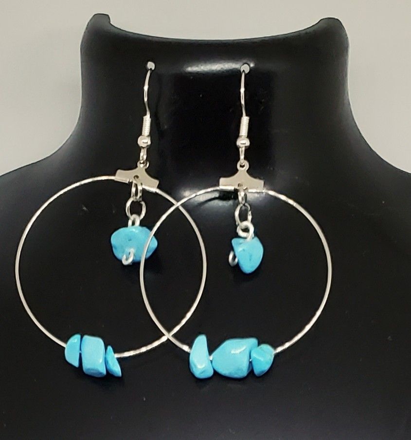 NEW -Turquoise Blue - 1 1/2" Inch Hoops