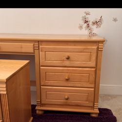 Solid Wood Bedroom Set — Bed + Desk + Drawers Twin