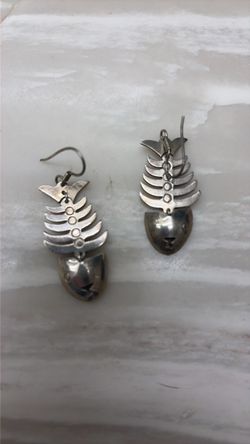 Sterling silver fish earrings