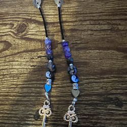 Silver Hair Clips With Beads And Key Charms