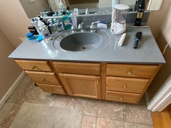 48” bathroom vanity, sink and faucet