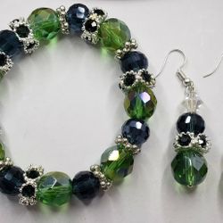 Vc Jewels Blue-Green Bracelet/Earrings