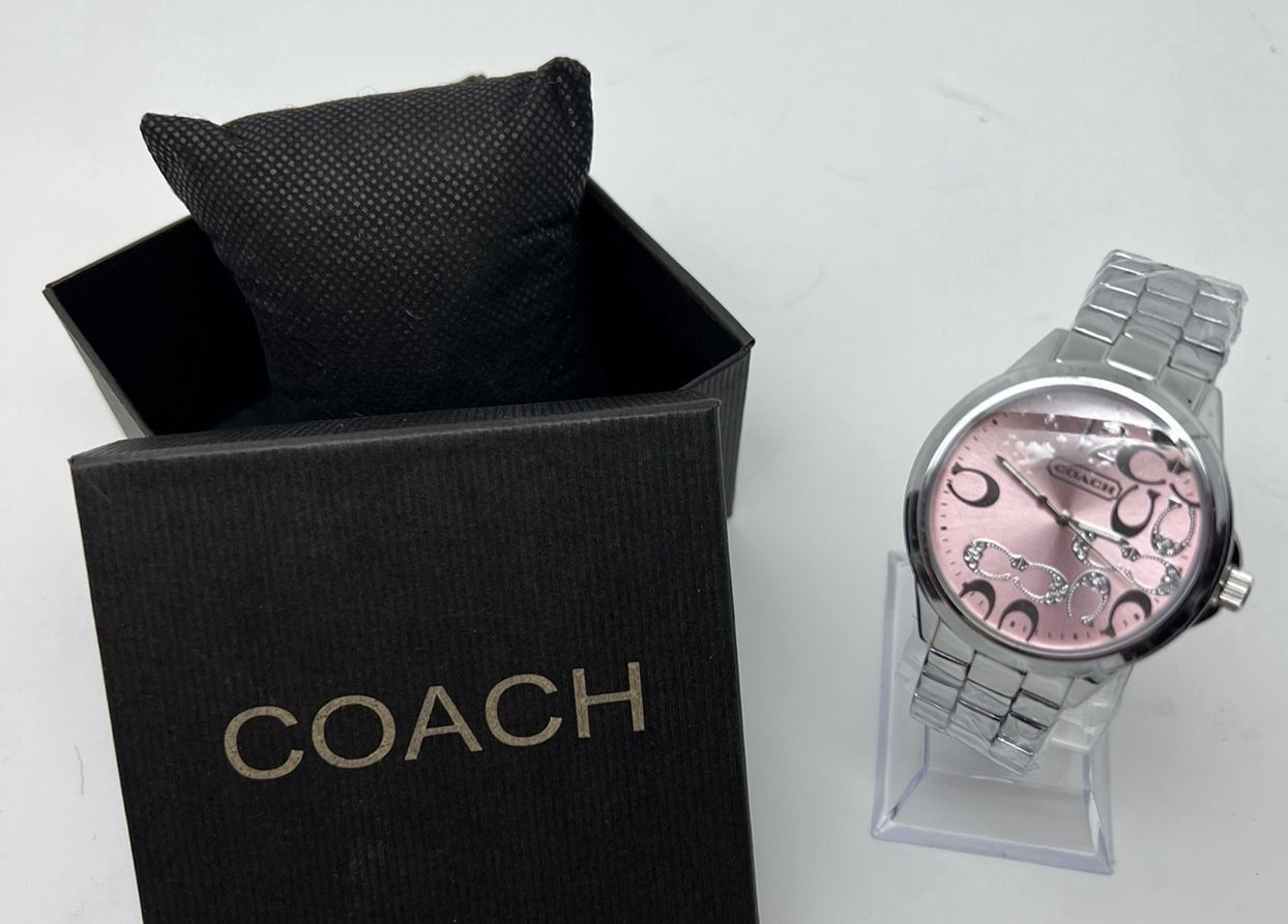 Silver Pink Coach Watch