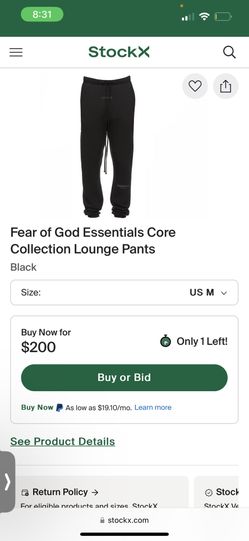 Fear of God, essentials, core collection lounge pants