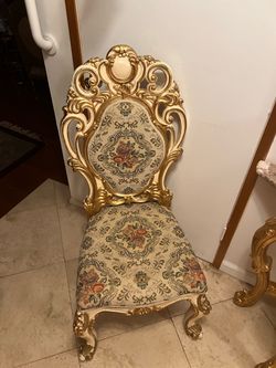 Antique style chair vanity throne marble table mirror