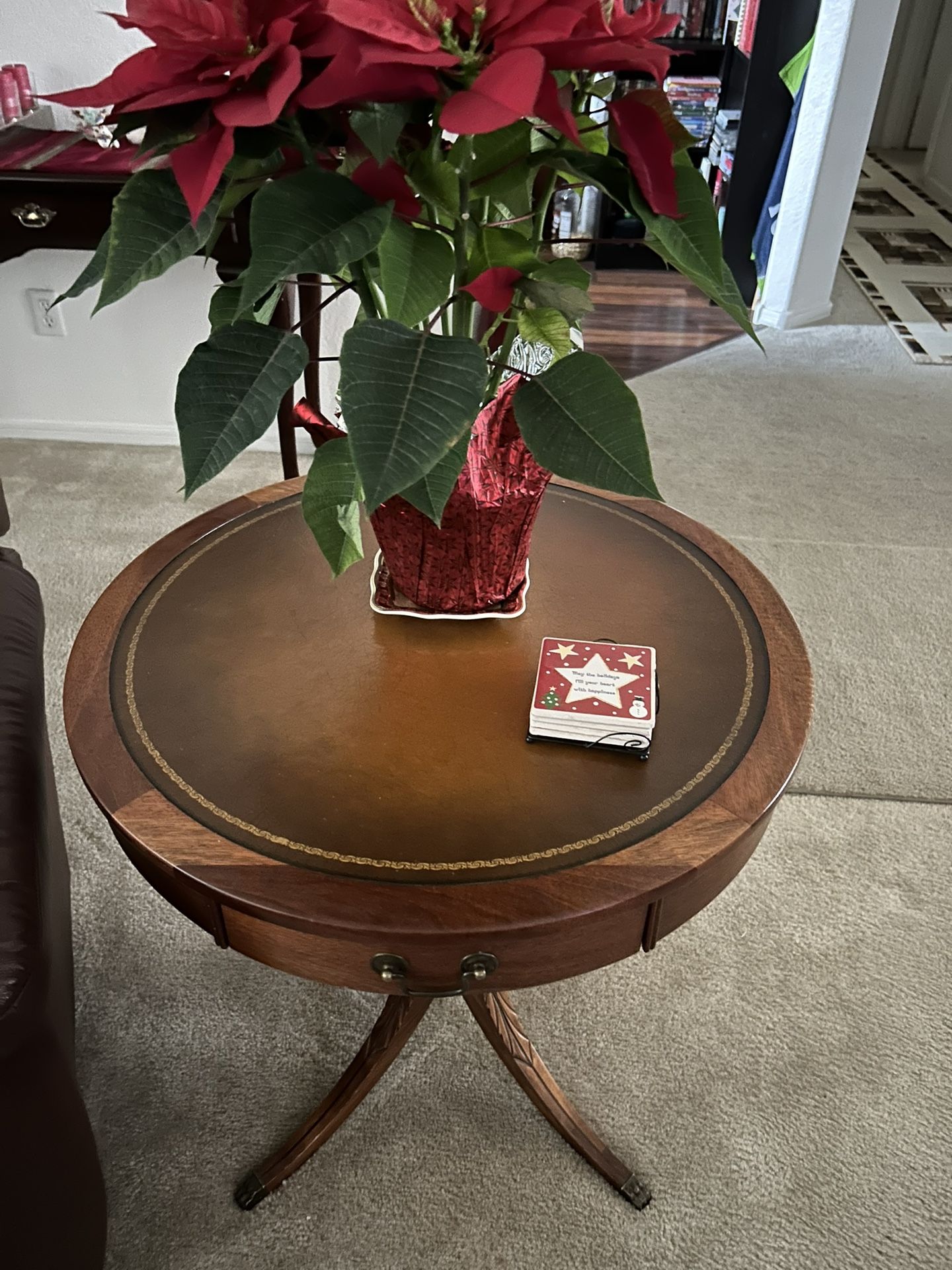 Rare Find Antique Merman Drum Table REDUCED To $450